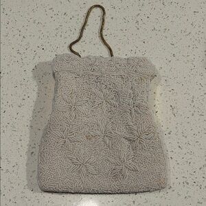 Elegant Beaded White Clutch